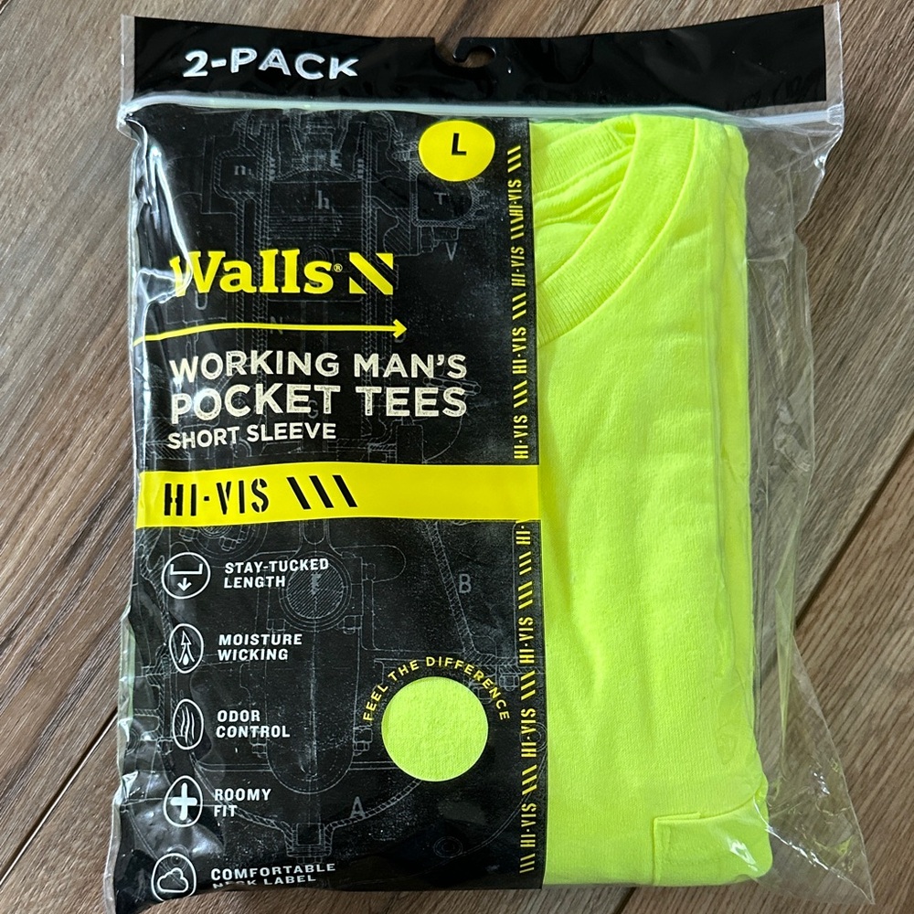 Walls Hi-Vis Yellow Pocket Tees 2-Pack